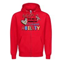 Red autism it's not a disability it's a different abil Zipper Hoodie - MaliasSmallBusiness