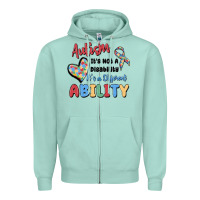 Seafoam autism it's not a disability it's a different abil Zipper Hoodie - MaliasSmallBusiness