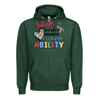 Sports Green autism it's not a disability it's a different abil Zipper Hoodie - MaliasSmallBusiness