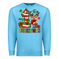 Ocean Blue my first christmas reindeer Premium Sweatshirt - MaliasSmallBusiness