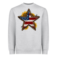 Heather Grey western 4th of july star Heavyweight Sweatshirt - HRA Design Shop
