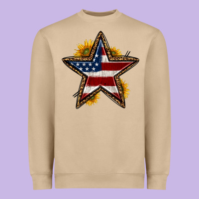 Western 4th Of July Star Heavyweight Sweatshirt Designed By Hra Design Shop