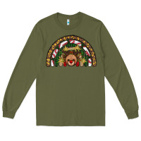 Army Green reindeer rainbow christmas Long Sleeve Tee - AdoDesignShop