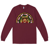 Burgundy reindeer rainbow christmas Long Sleeve Tee - AdoDesignShop