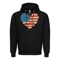 Black american heart flag Zipper Hoodie - MaliasSmallBusiness