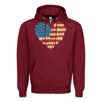 Burgundy american heart flag Zipper Hoodie - MaliasSmallBusiness