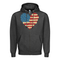 Charcoal Heather american heart flag Zipper Hoodie - MaliasSmallBusiness