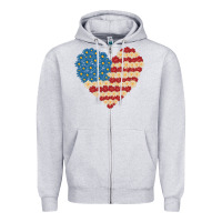 Heather Grey american heart flag Zipper Hoodie - MaliasSmallBusiness