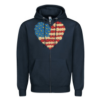 Navy american heart flag Zipper Hoodie - MaliasSmallBusiness