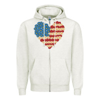 Oatmeal Heather american heart flag Zipper Hoodie - MaliasSmallBusiness