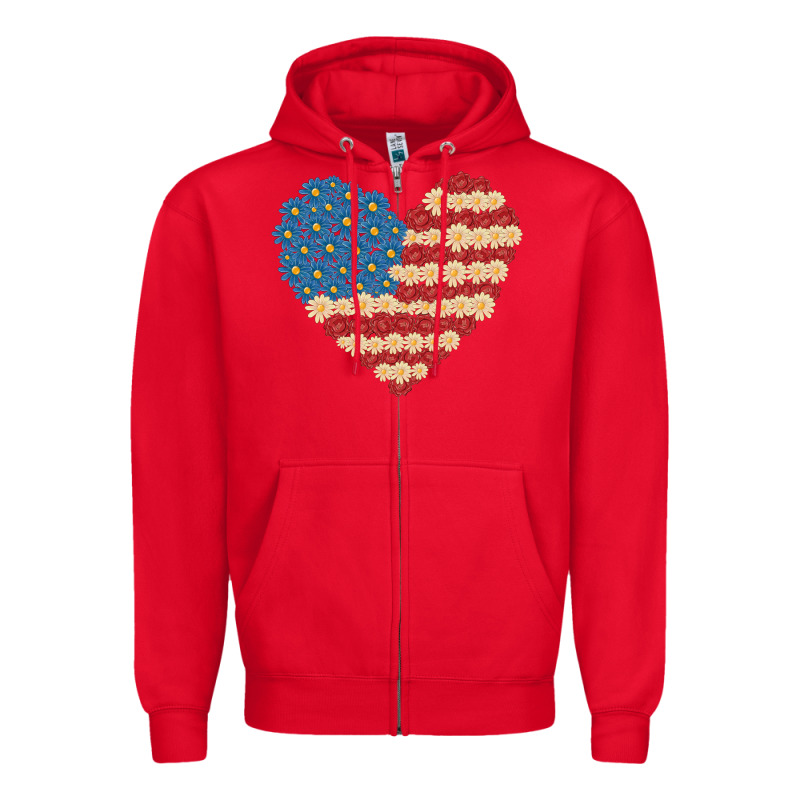 American Heart Flag Zipper Hoodie by MaliasSmallBusiness | Teevron