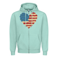 Seafoam american heart flag Zipper Hoodie - MaliasSmallBusiness