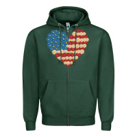 Sports Green american heart flag Zipper Hoodie - MaliasSmallBusiness