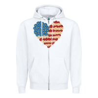 White american heart flag Zipper Hoodie - MaliasSmallBusiness