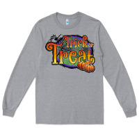 Heather Grey trick or treat white Long Sleeve Tee - JahusDesignShop