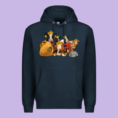 Farm Animals With Sunflower Headbands Premium Hoodie Designed By Jasminsmagicworld