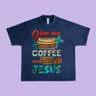 Give Me Coffee And Jesus Urban Heavy Tee Designed By Bundleandbundleshop