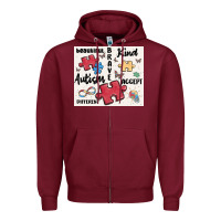 Burgundy autism Zipper Hoodie - MaliasSmallBusiness