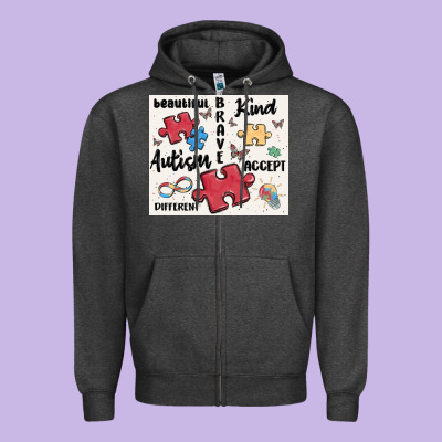 Autism Zipper Hoodie Designed By Maliassmallbusiness