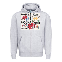 Heather Grey autism Zipper Hoodie - MaliasSmallBusiness