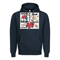 Navy autism Zipper Hoodie - MaliasSmallBusiness
