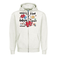 Oatmeal Heather autism Zipper Hoodie - MaliasSmallBusiness