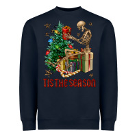 Navy Skeleton tis the season Heavyweight Sweatshirt - FaDigitalArtStudio