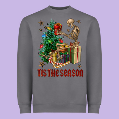 Skeleton Tis The Season Heavyweight Sweatshirt Designed By Fadigitalartstudio
