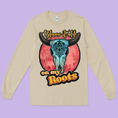 Blame It All On My Roots Black Long Sleeve Tee Designed By Jahusdesignshop