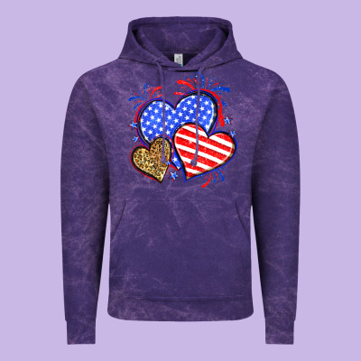 American Flag Leopard Hearts Vintage Hoodie Designed By Neo Western