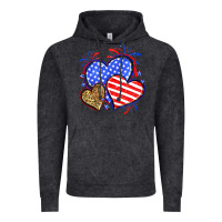 Vintage Black American flag leopard hearts Vintage Hoodie - Neo Western