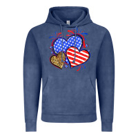 Vintage Denim American flag leopard hearts Vintage Hoodie - Neo Western
