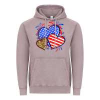 Vintage Zinc American flag leopard hearts Vintage Hoodie - Neo Western