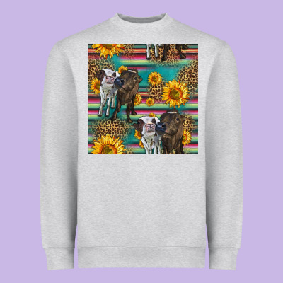 Two Cute Heifers Seamless Pattern Heavyweight Sweatshirt Designed By Hra Design Shop