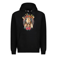 Black flower cow Premium Hoodie - Jasminsmagicworld