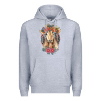Heather Grey flower cow Premium Hoodie - Jasminsmagicworld