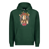 Sports Green flower cow Premium Hoodie - Jasminsmagicworld