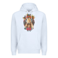 White flower cow Premium Hoodie - Jasminsmagicworld
