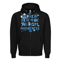 Black we wear blue for autism awareness Zipper Hoodie - MaliasSmallBusiness