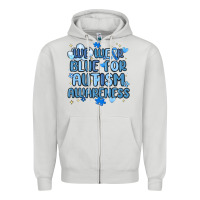 Dove Grey we wear blue for autism awareness Zipper Hoodie - MaliasSmallBusiness
