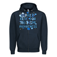Navy we wear blue for autism awareness Zipper Hoodie - MaliasSmallBusiness