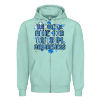 Seafoam we wear blue for autism awareness Zipper Hoodie - MaliasSmallBusiness