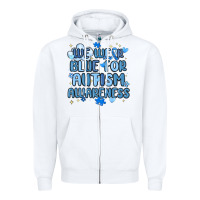 White we wear blue for autism awareness Zipper Hoodie - MaliasSmallBusiness