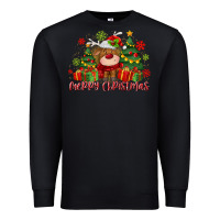 Black merry christmas reindeer Premium Sweatshirt - MaliasSmallBusiness