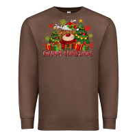 Chestnut merry christmas reindeer Premium Sweatshirt - MaliasSmallBusiness