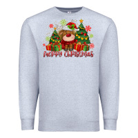 Heather Grey merry christmas reindeer Premium Sweatshirt - MaliasSmallBusiness
