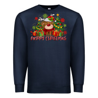 Navy merry christmas reindeer Premium Sweatshirt - MaliasSmallBusiness