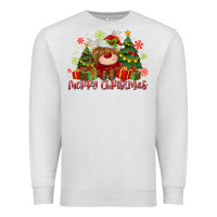 Oatmeal Heather merry christmas reindeer Premium Sweatshirt - MaliasSmallBusiness
