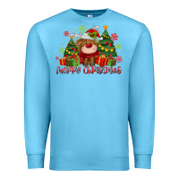 Ocean Blue merry christmas reindeer Premium Sweatshirt - MaliasSmallBusiness