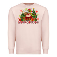 Pale Pink merry christmas reindeer Premium Sweatshirt - MaliasSmallBusiness